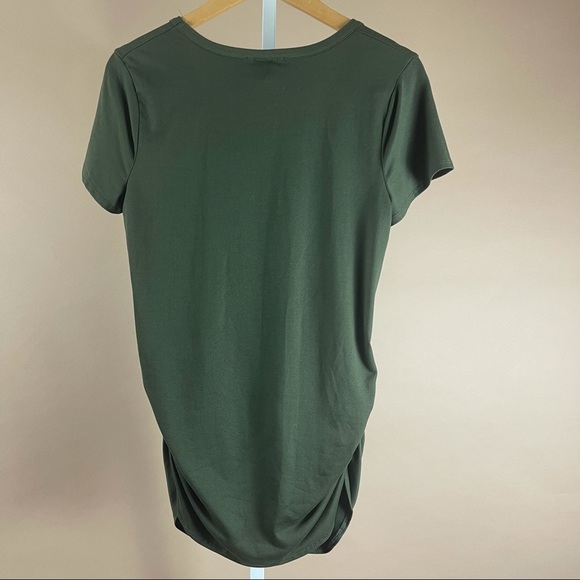 Violet & Ruby Large Momlife Maternity Ruched Tee Olive Green Earth Tone - Picture 2 of 6